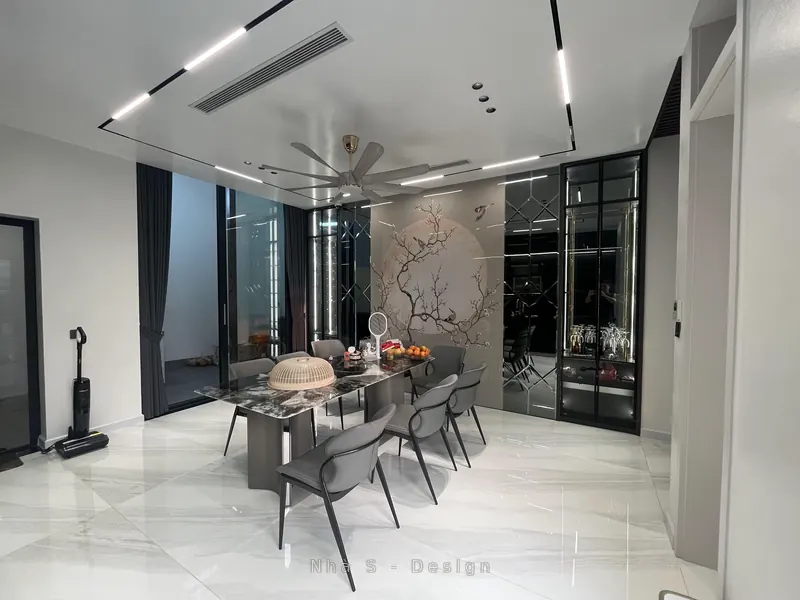 Phòng ăn nhà phố hiện đại — công trình Nhà S thi công thực tế